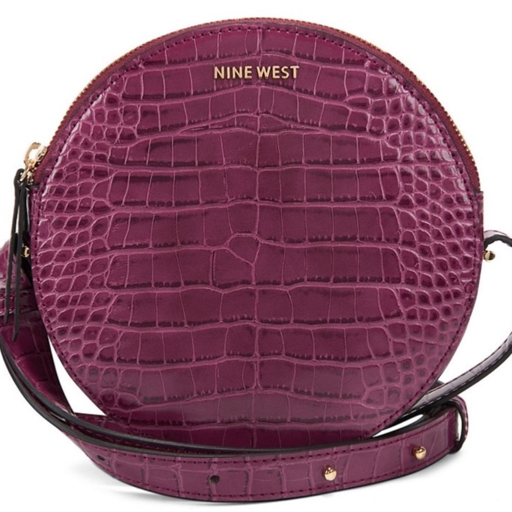 Nine West Purple Croc-Embossed Crossbody Bag